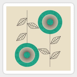 Midsummer Retro Floral Sage Magnet